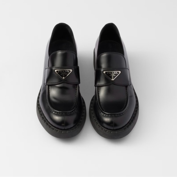 Prada Shoes - Prada Black Leather Platform Loafers